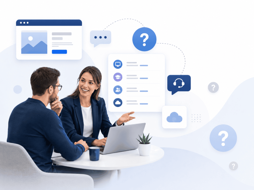 Stylux consultant answering a client’s questions about digital and IT services